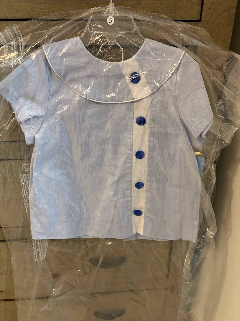 Angels & Company Light Blue Button-Front Top with Sailor Collar & Shorts